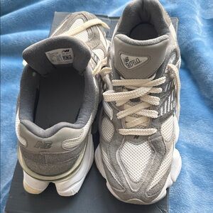 New Balance Kids Gray and White Sneakers